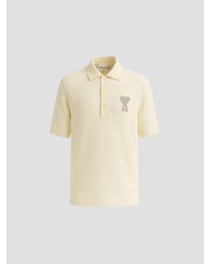 Ami Paris Mini Print Short Sleeve Polo - White