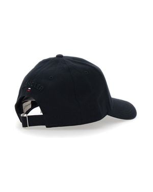Moncler Cotton Baseball Cap With Front & Back Logo Patch And Adjustable Closure - Blue