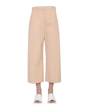 Jil Sander Wide-Leg Cropped Pants With Smooth Fabric - White