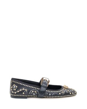 Versace Refined Ballerina Flats With Edgy Embellishments - White
