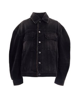Haikure Oversized Vintage Denim Jacket With Zip Details - Blue