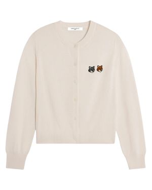 Maison Kitsuné Fox Patch Button-Front Cardigan - White