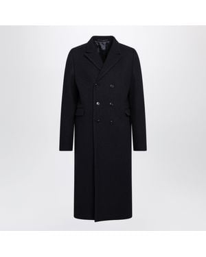 Prada Double-Breasted Virgin Wool Overcoat - Black