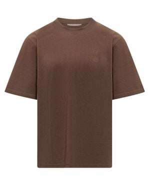 Ami Paris Heart Graphic T-Shirt - Brown