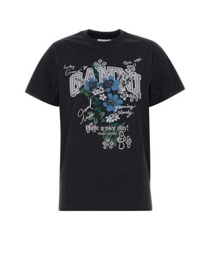 Ganni Basic Flower Graphic T-Shirt - Black