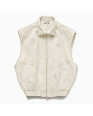 1989 STUDIO Light Cream Gabardine Zip Up Vest - Natural