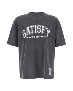 Satisfy Distressed Logo Print T-Shirt For - Gray
