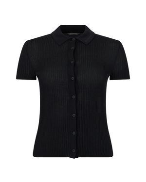 Balenciaga Ribbed Knit Cardigan - Black