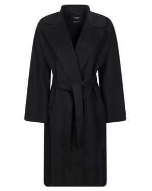 Weekend by Maxmara Double Cloth Coat With Belt - Black