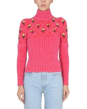 Cormio Flower-Embroidered Knitted T-Shirt