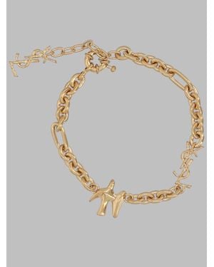 Saint Laurent Logo Charm Chain Bracelet - White