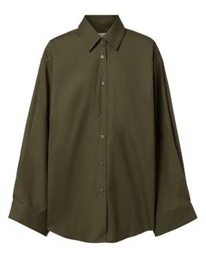 Frankie Shop Military Tila Shirt With Collar And Curved Hem - Green