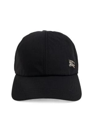Burberry Check Under The Peak Cotton Hat With Adjustable B Buckle Closure - Black