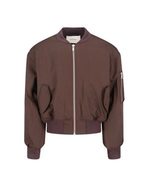 Entire studios Wool Bomber Jacket With Ribbed Details - Brown
