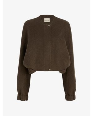 KHAITE Reversible Wool Bomber Jacket With Zip, Elasticized Cuffs & Hem, Side Pockets - Green