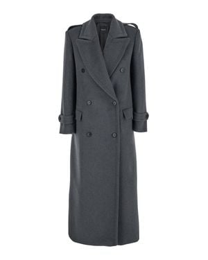 Le Plain Double-Breasted Wool Jacket With Wide Notched Lapels For - Gray