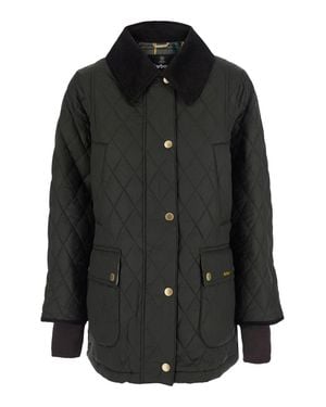 Barbour Modern Beadnell Quilted Jacket With Logo Lettering & Velvet Collar - Black