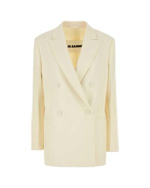 Jil Sander Cream Wool Blazer - Natural