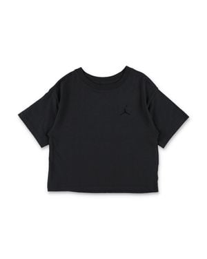 Nike Jordan Girls Crew Neck T-Shirt With Tonal Embroidered Jumpman - Black