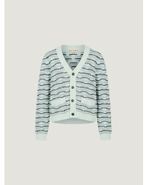 Marni Felted Merino Wool Knit Cardigan - Blue