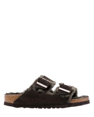 Birkenstock Leather Footbed Sandals With Adjustable Straps - Black