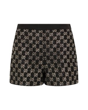 COUTR.COM Gucci Embroidered Wool Tweed Lamé Shorts - Black