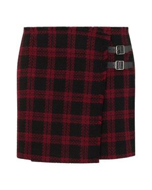 Pinko Short Tartan Mini Skirt With Front Buckles - Purple