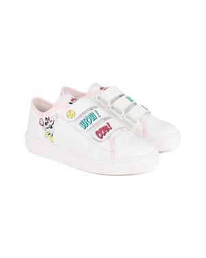 Marc Jacobs Mickey Mouse Inspired Faux Leather Strap Sneakers For Girls - White