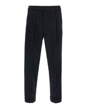 PT Torino Tech Fabric Straight-Leg Pants With Front Pleats And Belt Loops - Blue