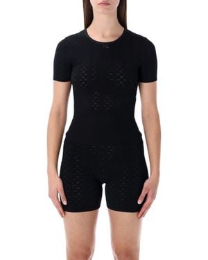 JW Anderson Pointelle Knit T-Shirt - Black