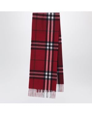 Burberry Cashmere Scarf With Faded Check Pattern - Red