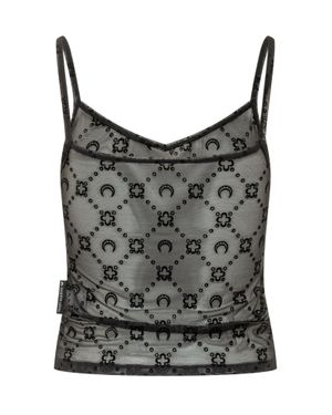 Marine Serre Geometric Pattern Long Sleeve Mini Top - Gray