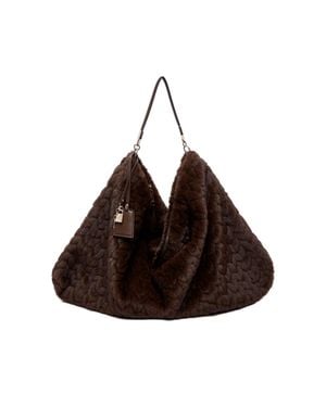 Liu Jo Oversized Faux Fur Shoulder Bag - Brown