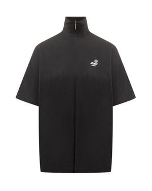 MSGM Cutout Sleeve Zip T-Shirt - Black