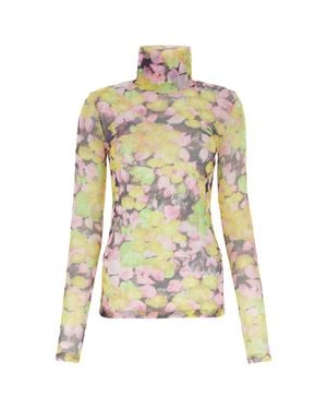 Dries Van Noten Printed Mesh Top - White