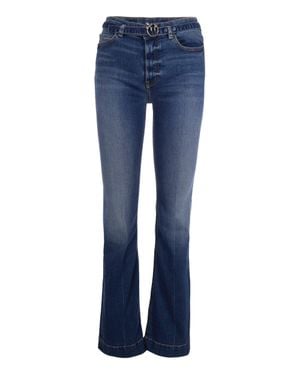 Pinko Flared Jeans With Love Birds Motif - Blue