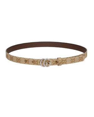 Gucci Gg Logo Buckle Belt - Natural