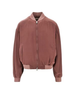Versace Silk Poplin Blouse With Ribbed Details - Brown
