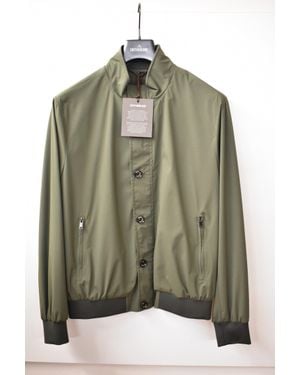 ONTHEBUND Lightweight Bomber Jacket With Five-Button Closure For - Green