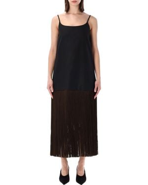 Alaïa Fringed Slip Dress - Black
