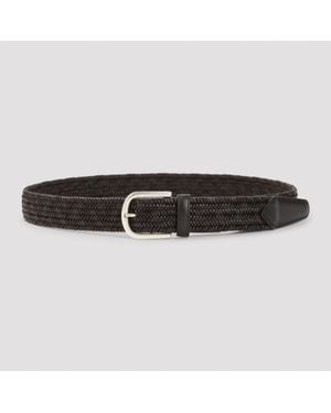 Canali Leather Belt, 3.5Cm Width - Black