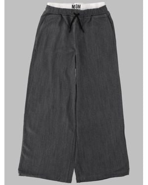 MSGM Kids Cotton Chiffon-Style Chambray Paint Splatter Pants - Gray