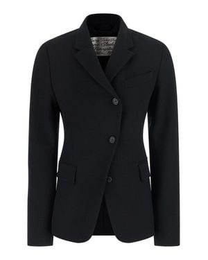 Acne Studios Tech Fabric Jacket With Leather Panel Back And Zip Front - Black