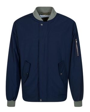 Department 5 Reversible Ribbed Trim Bomber Jacket - Blue