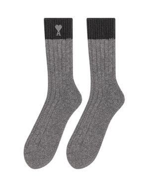 Ami Paris Embroidered Socks - Gray