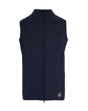 Colmar Zip-Front Sleeveless Vest With Logo And Side Pockets - Blue