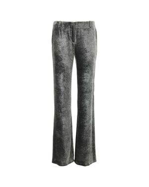 Alberta Ferretti Velvet Wide-Leg Pant - Gray