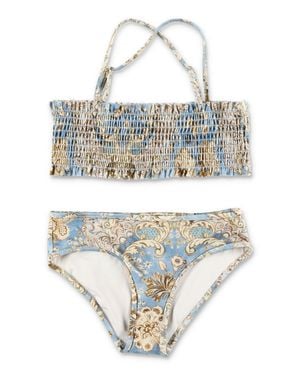 Zimmermann Mini Shirred Bikini Set For Girls - Multicolor
