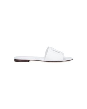 Dolce & Gabbana Italian Calf Leather Sandals For - White