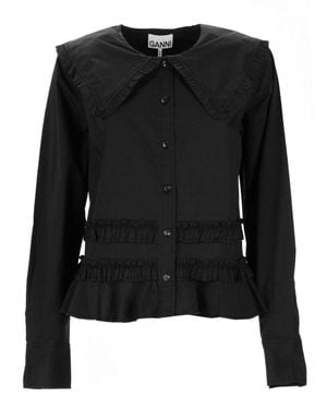 Ganni Regular Solid Shirt - Black